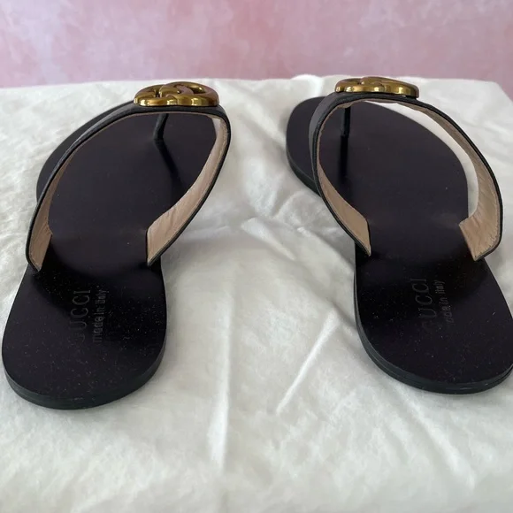 Gucci GG Marmont leather thong sandals size 40 US size 10 - Picture 12 of 12